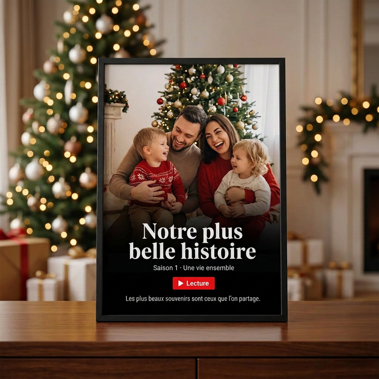 Exemple poster souvenir A4 portrait cadre noir bouton Lecture rouge