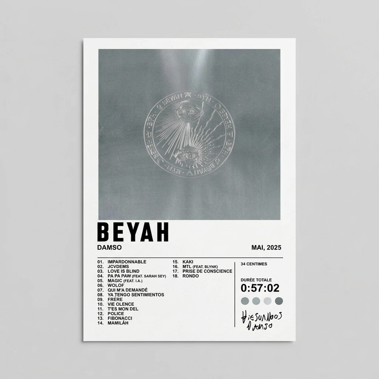 Poster BEYAH de Damso sans cadre
